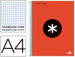 Cuaderno espiral Liderpapel Antartik A-4 tapa forrada 120h micro 100g c/5mm. color rojo